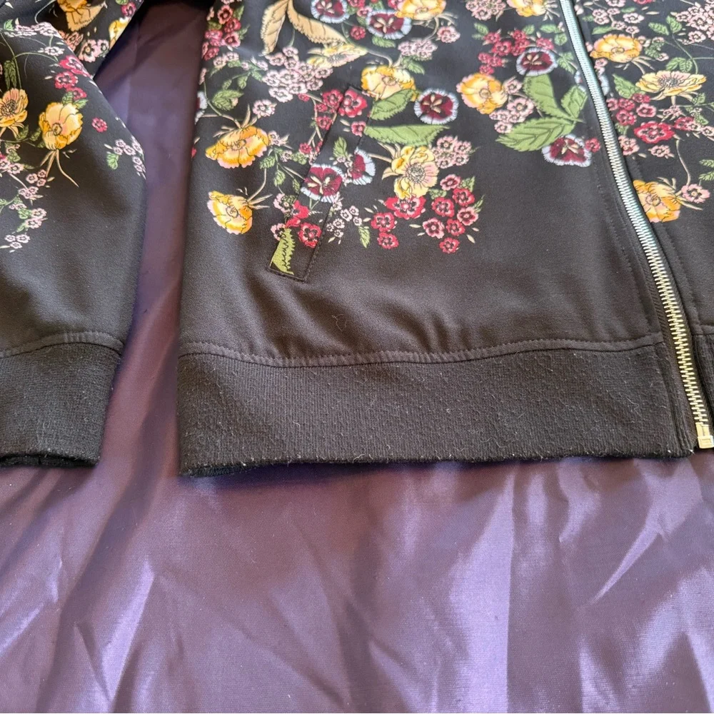 Women’s One Hart Floral Black Bomber Jacket - Size L - Picture 9 of 9
